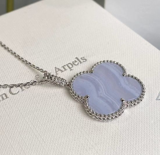 Van Cleef & Arpels VCA Purple Chalcedony Long Chain Necklace
