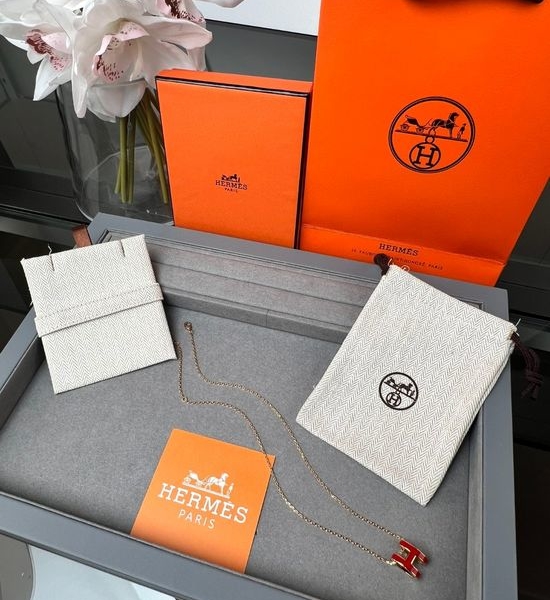 Hermes Enamel Clavicle Chain Necklace