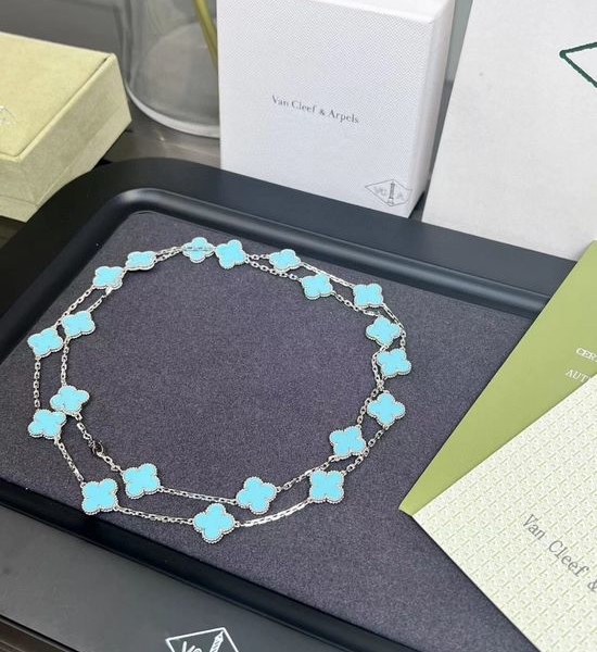 Van Cleef & Arpels VCA Multi Flower Turquoise Layered Necklace