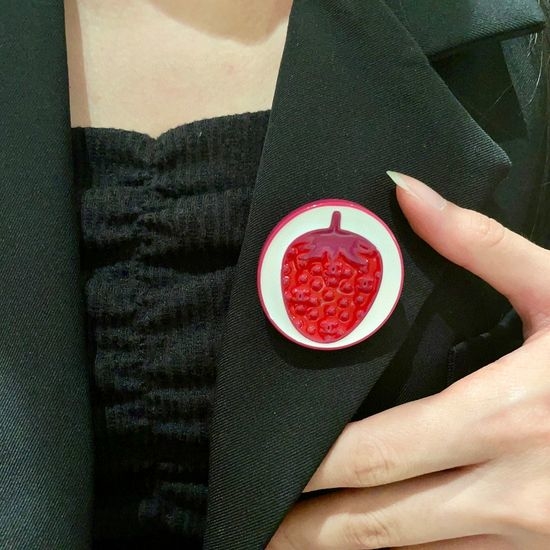Chanel Round Strawberry Decorative Brooch