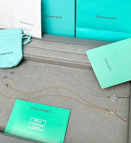 Tiffany & Co. Crown Key Diamond Pendant Necklace