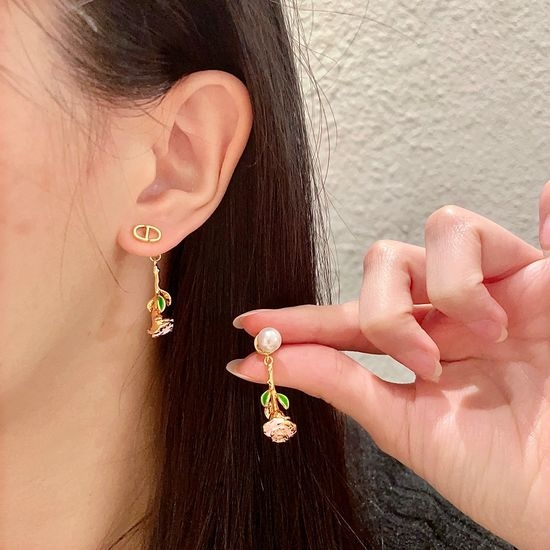 Christian Dior CD Asymmetric Exquisite Craft Earrings