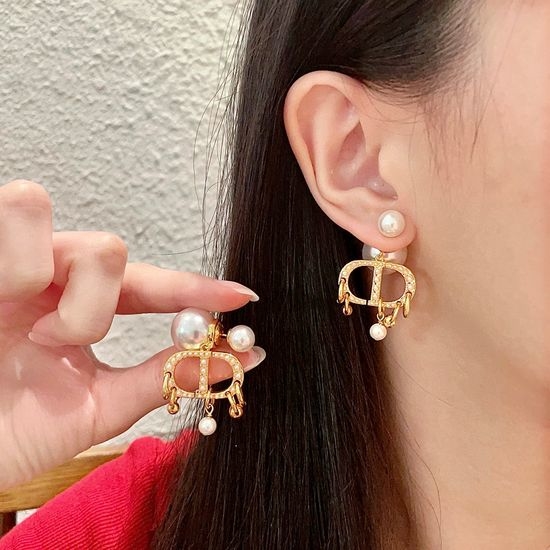 Christian Dior CD Vintage Elegant Brass Earrings