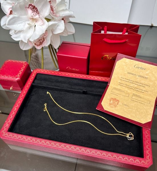 Cartier Interlocking Three Ring Pendant Necklace