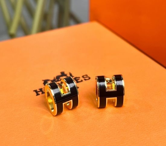 Hermes Classic Enamel Oval Stud Earrings
