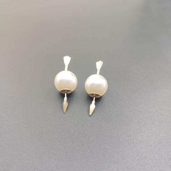 Christian Dior CD Classic Pearl Brass Stud Earrings