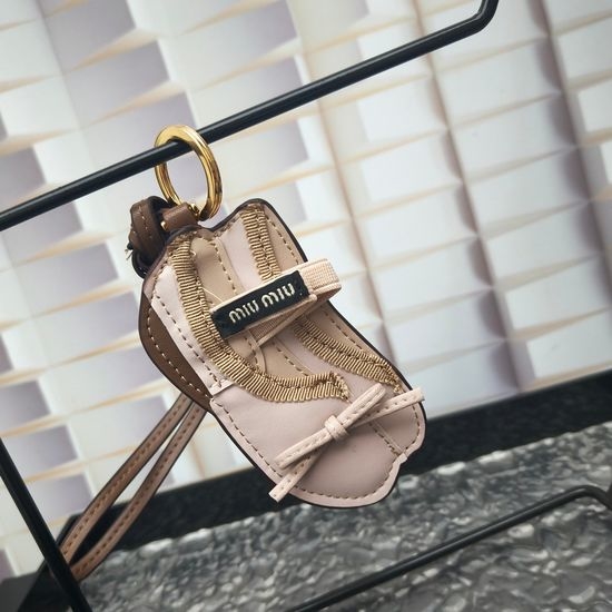 Miu Miu Leather Keychain with Mirror Accent