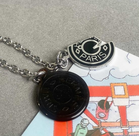 Hermes Two Tone Disc Pendant Necklace