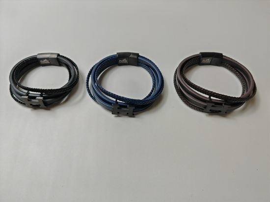 Hermes Multi Layer Leather Wristband Black Classic