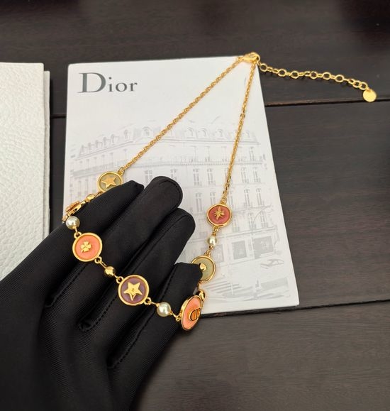 Christian Dior CD Colorful Round CD Pendant Necklace