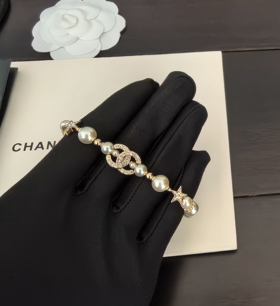 Chanel Light Gold Star Pearl Bracelet