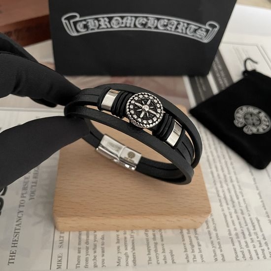 Chrome Hearts Vintage Pattern Leather Rope Bracelet