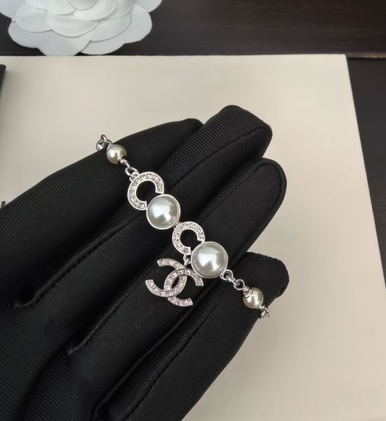 Chanel White Gold Letter Chain Bracelet