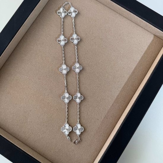 Van Cleef & Arpels VCA Ten Flower Long Necklace with Silver Finish