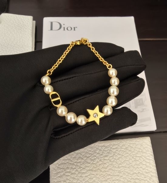 Christian Dior CD Polished Star Pearl Charm Bracelet