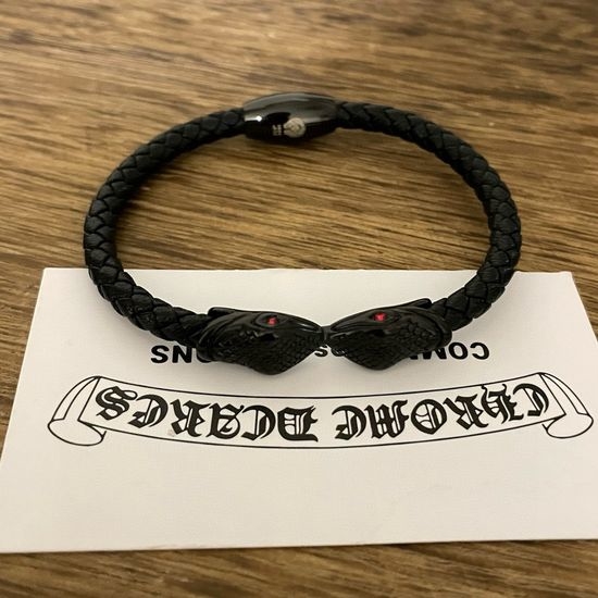 Chrome Hearts Vintage Snake Head Leather Rope Bracelet