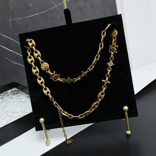 Louis Vuitton LV Vintage Nautical Brass Necklace