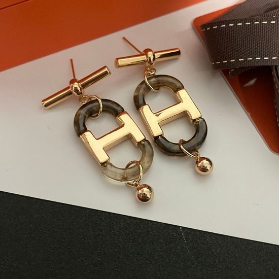 Hermes Crystal Inlaid Ring Earrings