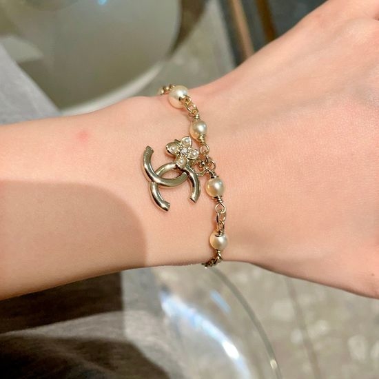 Chanel Pearl Logo Chain Bracelet