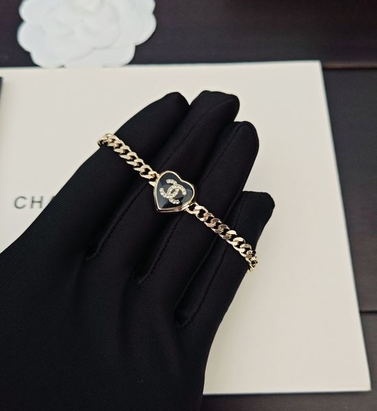 Chanel Black Heart Brass Bracelet