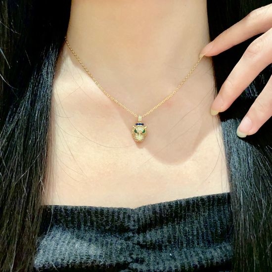 Cartier Full Diamond Leopard Head Pendant Necklace
