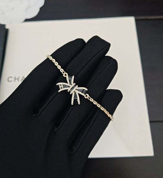 Chanel Black Butterfly Charm Brass Bracelet