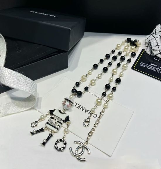 Chanel Robot Pearl Long Sweater Necklace