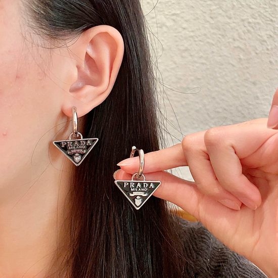 Prada Exquisite Triangular Design Stud Earrings
