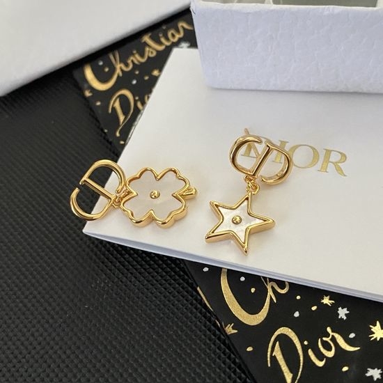 Christian Dior CD Clover Mother of Pearl Dangle Earrings