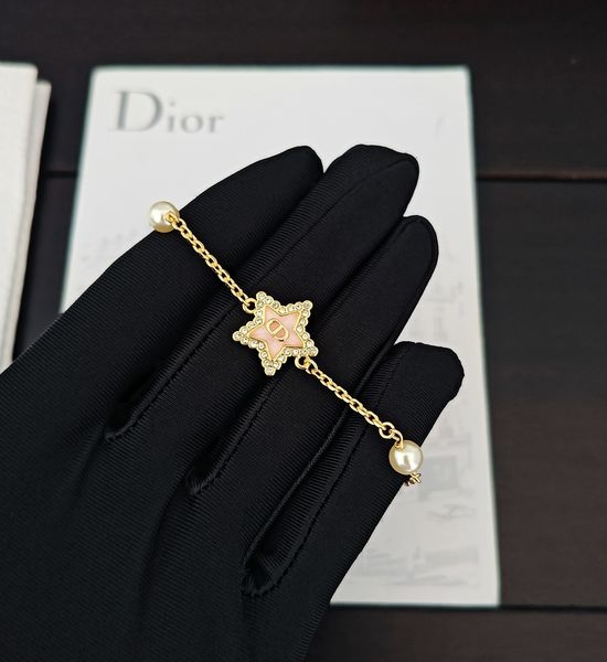 Christian Dior CD Pink Star Decorative Chain Bracelet