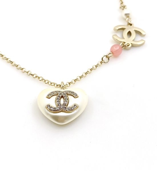 Chanel Heart Pearl Pendant Necklace