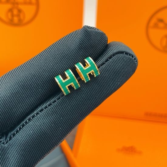 Hermes Minimalist H-shaped Mini Gold Stud Earrings