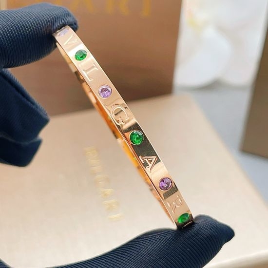 Bvlgari Rose Gold Rhinestone Decor Bracelet