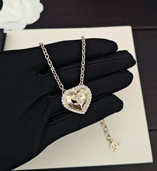 Chanel Glossy Heart Shape Pendant Necklace