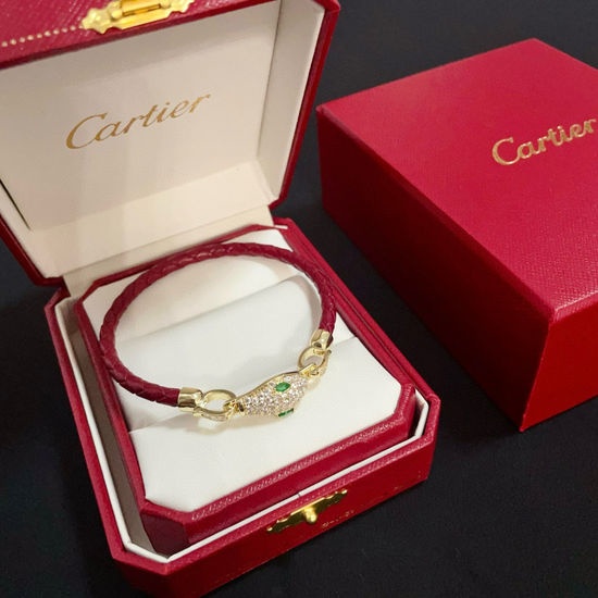 Cartier Diamond Inlaid Leather Cord Classic Bracelet