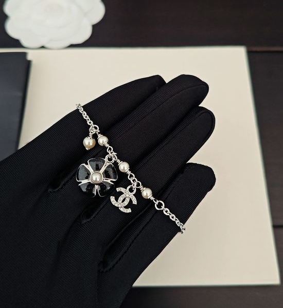 Chanel Dark Flower Beaded Bracelet Fine Jewelry