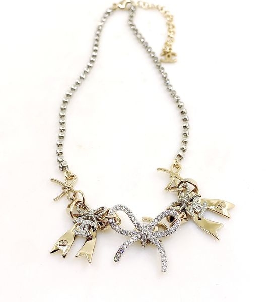 Chanel Two Tone Bow Element Necklace