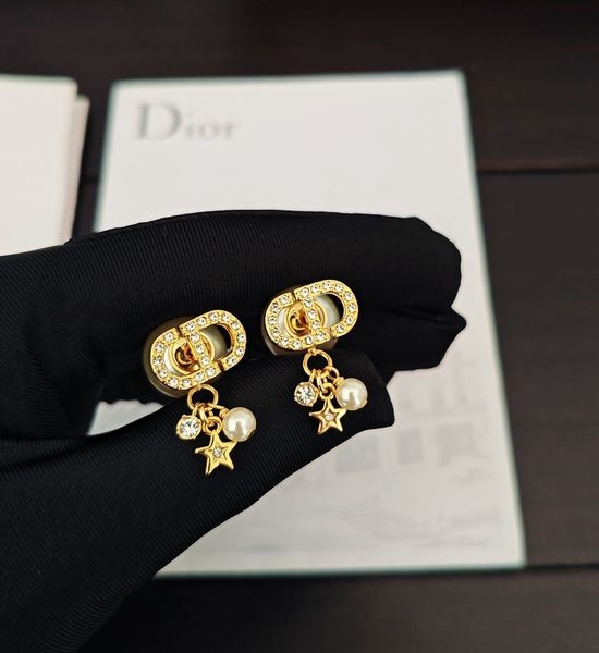 Christian Dior CD Star Pearl Earrings Premium Brass Material