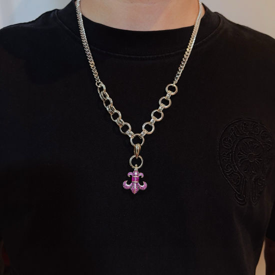 Chrome Hearts Vintage Pattern Pendant Necklace with Retro Finish