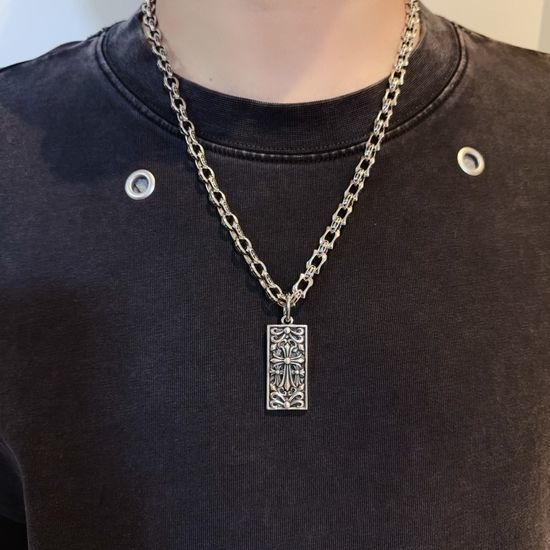 Chrome Hearts Vintage Square Cross Pendant Necklace