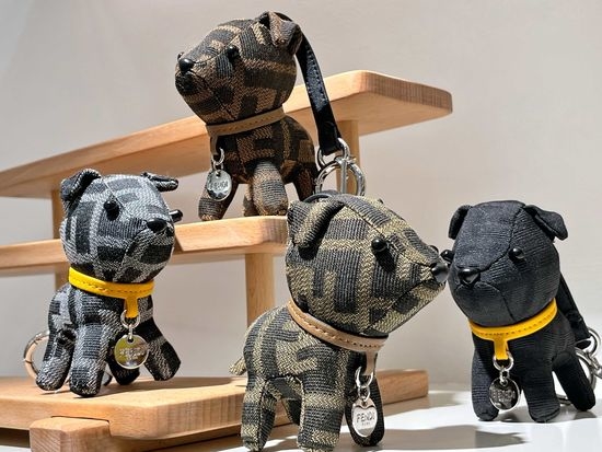 Fendi Patterned Puppy Shaped Bag Pendant