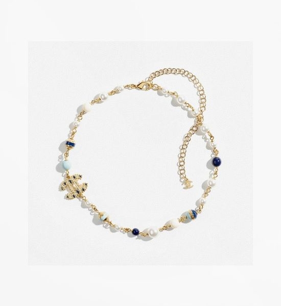 Chanel Pearl Double Letter Pendant Necklace