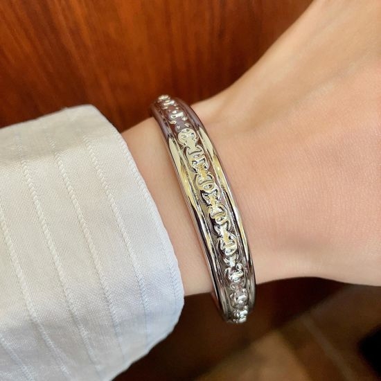 Chanel Shiny Heavy Craft Classic Elegant Bangle Bracelet