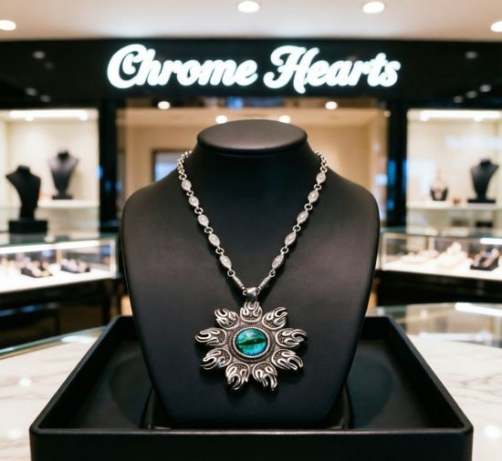 Chrome Hearts Vintage Sunflower Cross Pendant Chain Necklace