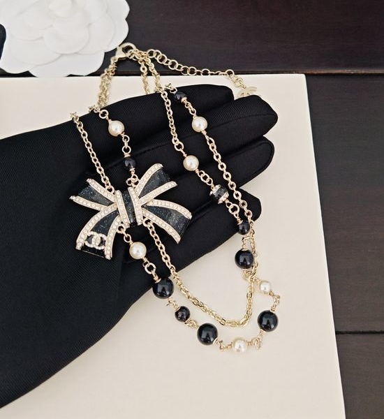 Chanel Black Bow Double Layer Necklace
