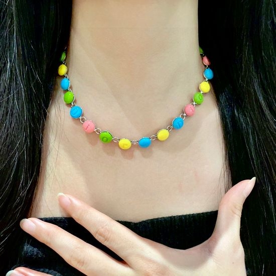 Christian Dior CD Candy Color Letter Pendant Necklace