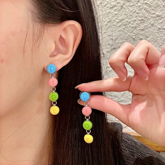 Christian Dior CD Pastel Letter Drop Earrings
