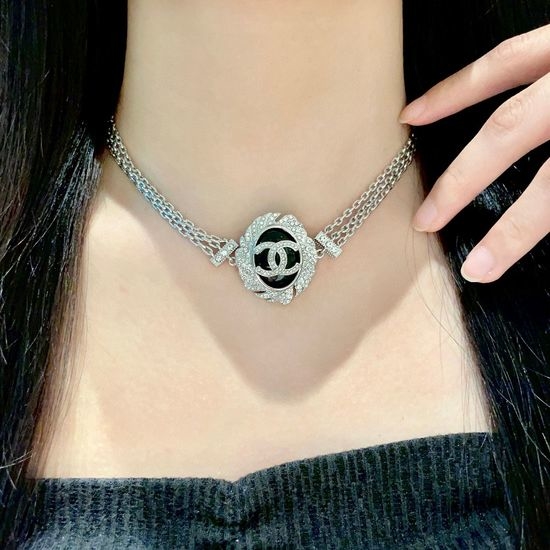 Chanel Double C Diamond Inlaid Necklace