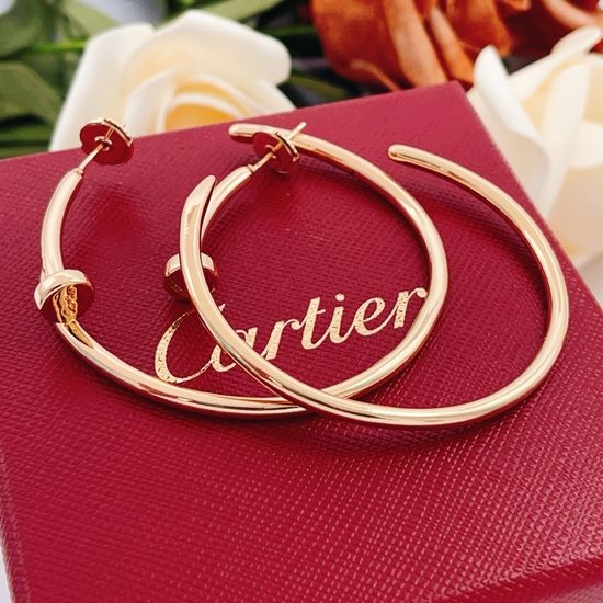 Cartier Rose Gold Nail Shape Hoop Earrings