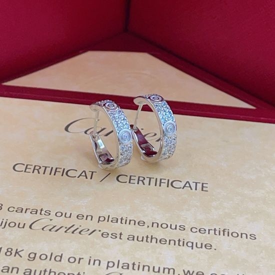 Cartier Silver Classic Diamond Stud Earrings